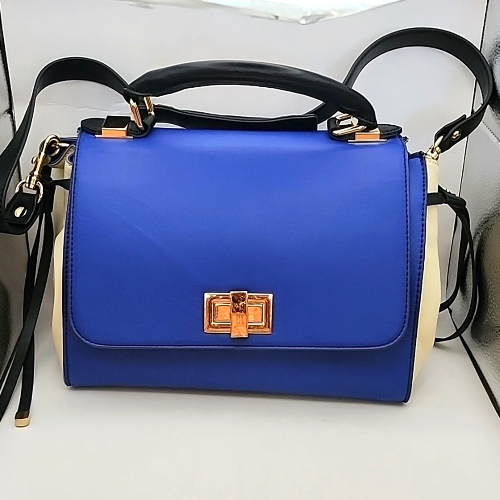 Gianni Bini Blue & White Top Handle Handbag
